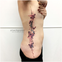 Trash Aquarell Schmetterlinge Tattoo