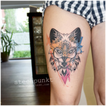 Trash Aquarell Fuchs Tattoo