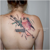 Trash Aquarell Vogel Schuetze Tattoo