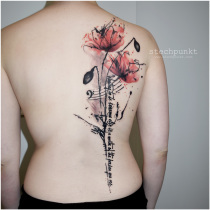 Trash Aquarell Mohnblumen Tattoo