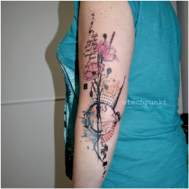 Trash Aquarell Mohnblumen Tattoo
