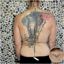 Trash Aquarell Elefant Kompass Tattoo
