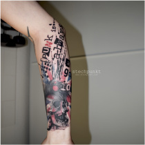 Trash Polka Punk Schaedel Tattoo