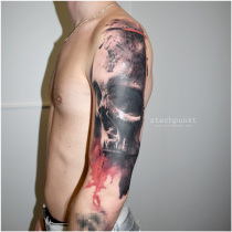 Trash Polka Schaedel Tattoo