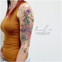 Trash Aquarell Pfingstrosen Tattoo