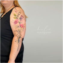 Trash Aquarell Cosmea Blumen Tattoo