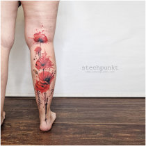 Trash Aquarell Mohnblumen Tattoo