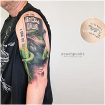Trash Aquarell Eidechse Blast Over Tattoo