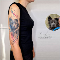 Trash Aquarell Hund Tattoo