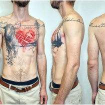 Trash Aquarell Stier Herz Tattoo