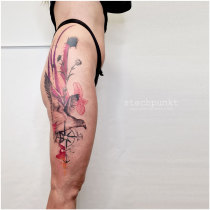 Trash Aquarell Kompass Moewe Tattoo