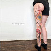Trash Aquarell Mohnblume Sonnenblume Tattoo