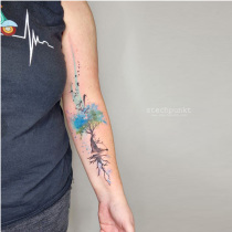 Trash Aquarell Baum Tattoo