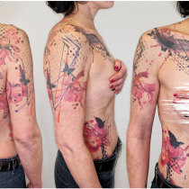 Trash Aquarell Orchideen Tattoo