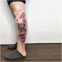 Trash Aquarell Löwin Löwenbaby Tattoo