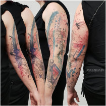 Trash Aquarell Qualle Anker Hummel Mohnblumen Tattoo