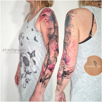 Trash Aquarell Mohn Lilien MRT Cover Up Tattoo