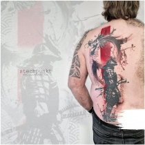 Trash Polka Drachen Samurai Tattoo