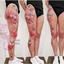 Trash Aquarell Schmetterling Orchideen Tattoo