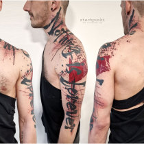 Trash Polka Schriftzug Tattoo