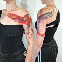 Trash Aquarell Harry Potter Phoenix Fawkes Tattoo