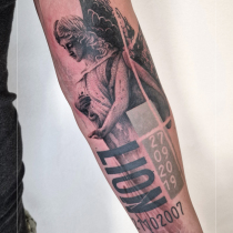 Trash Polka Engel Erinnerungstattoo