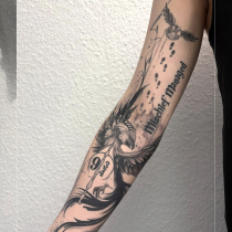 Schwarzgrau Fineline Harry Potter Tattoo